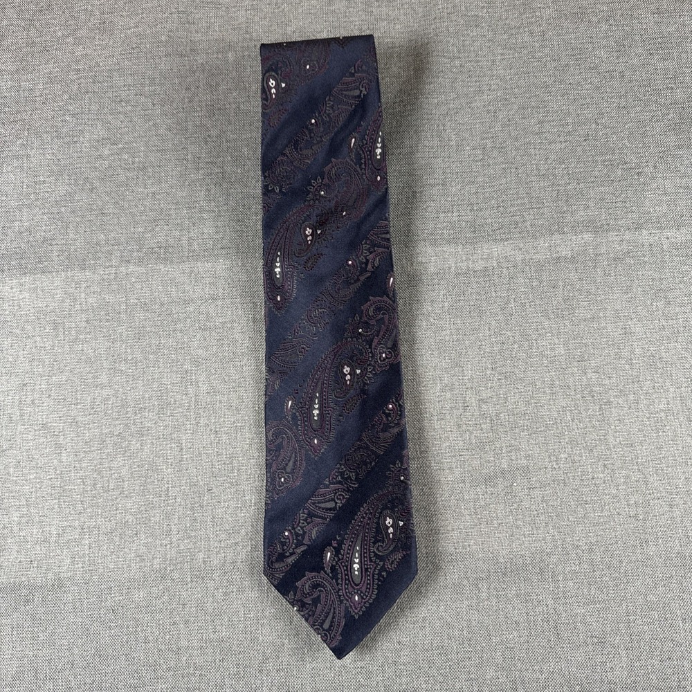 Dolce And Gabbana Tie 100%‎ Silk Dark Blue Paisley Pattern Made In Italy